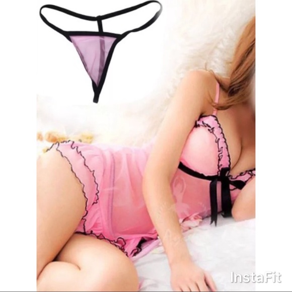 Other - Sexy Pink and Black Babydoll and Thong Lingerie